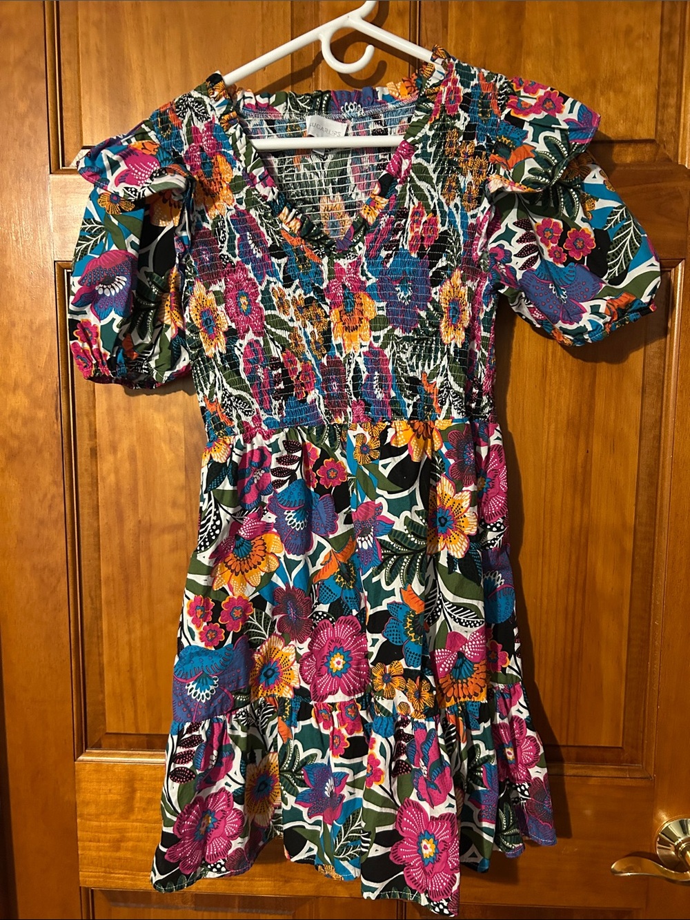 Sugarlips Floral Smocked Mini Dress - Pink, Blue, Yellow, Green